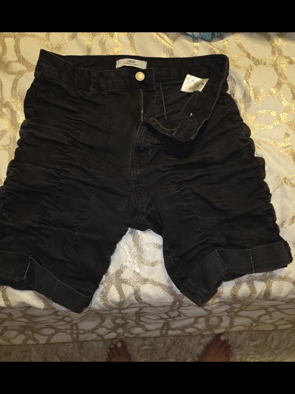 Black Men’s Ruched Cotton Shorts